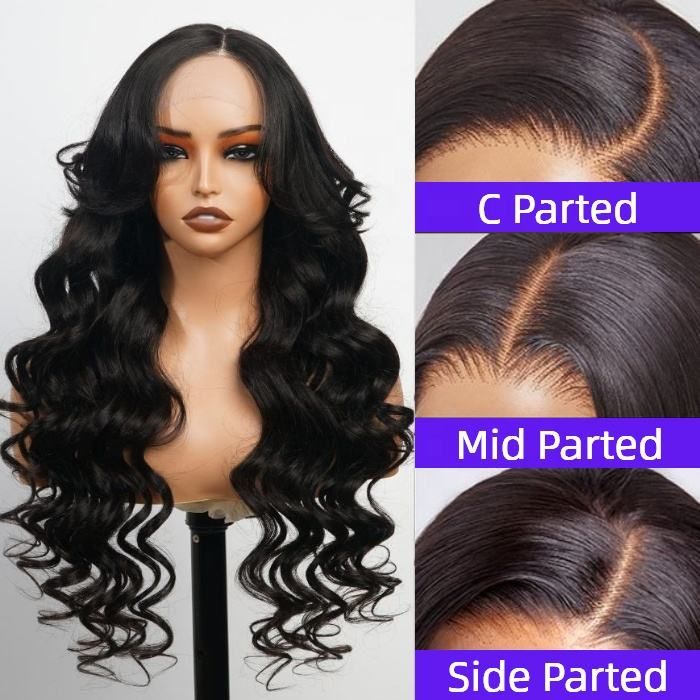 250% Density 13x4 Full Lace Human Hair Wigs With Curtain Bangs Hd Lace